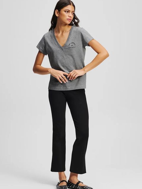 Karl Lagerfeld t-shirt bawełniany damski kolor szary A3W17104