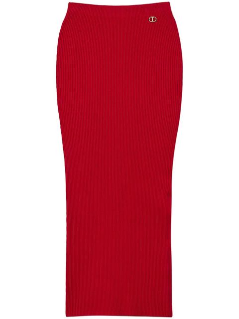 TWINSET ribbed-knit midi skirt - Red - zdjęcie produktu nr 1