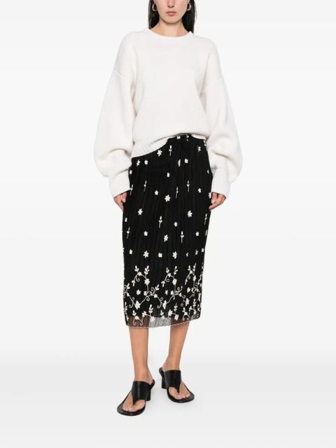 TOTEME floral tulle midi skirt - Black