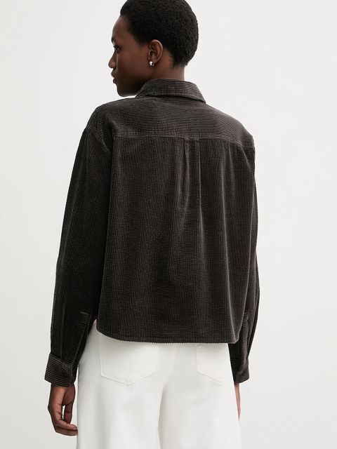 Marc O'Polo koszula sztruksowa damska kolor brązowy relaxed z kołnierzykiem klasycznym 5000007448