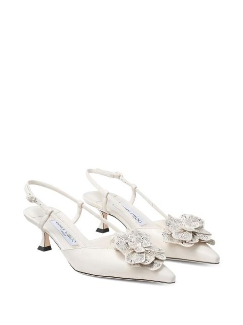 Jimmy Choo 50mm Mimmi flower sling back pumps - White