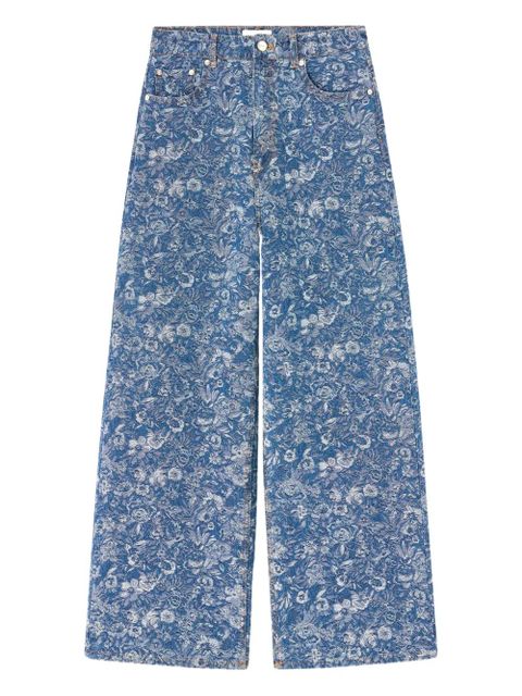 GANNI floral-print wide-leg jeans - Blue - zdjęcie produktu nr 1