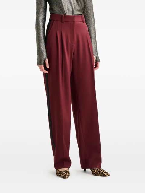 Essentiel Antwerp Icci pleated side-stripe trousers - Red