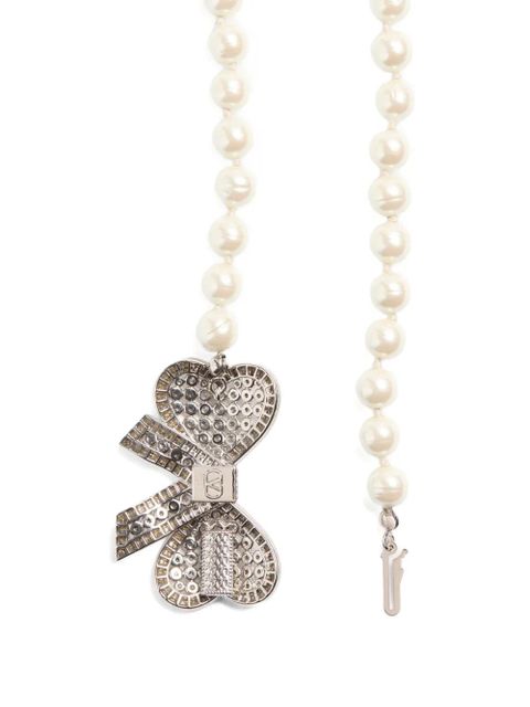 Valentino Garavani Trop Chou necklace in metal, baroque glass beads, and Swarovski® crystals - Silver