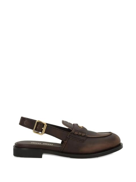 Miu Miu logo-detail slingback loafers - Brown - zdjęcie produktu nr 1