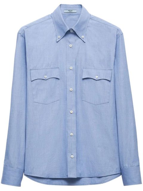 Prada long-sleeve cotton shirt - Blue - zdjęcie produktu nr 1