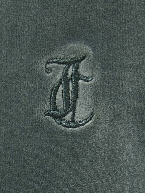 Juicy Couture bluza welurowa kolor zielony z kapturem gładka