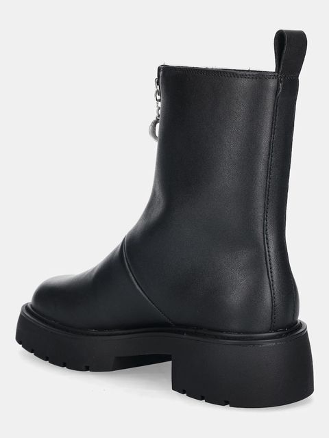 Calvin Klein botki skórzane CHUNKY FRONT ZIP BOOT damskie kolor czarny na płaskim obcasie YW0YW01907