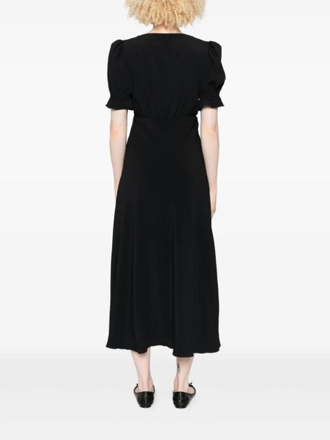 Chloé puff-sleeve button-front midi dress - Black