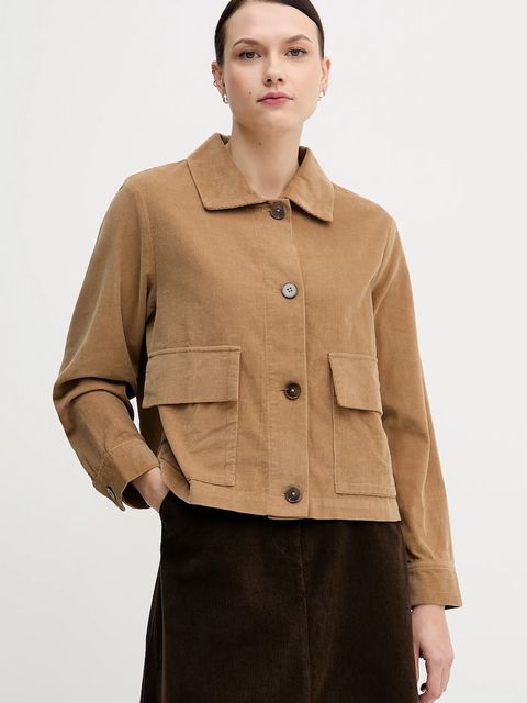 United Colors of Benetton koszula sztruksowa kolor brązowy regular z kołnierzykiem klasycznym 294BDN091 - zdjęcie produktu nr 1