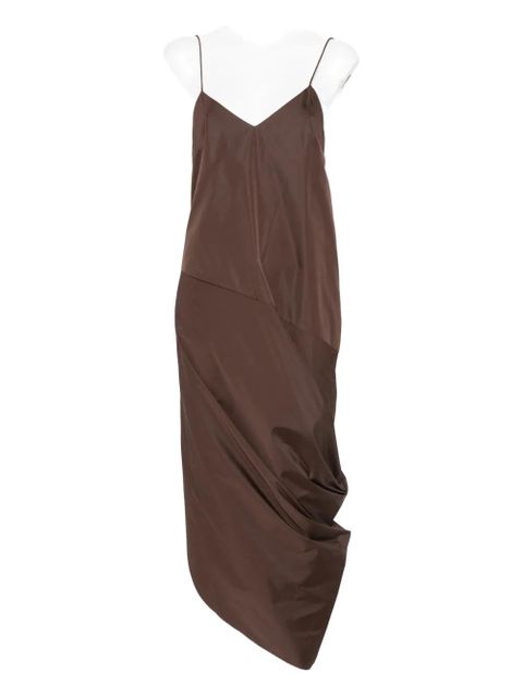 St. Agni paper-taffeta drape-detail midi dress - Brown
