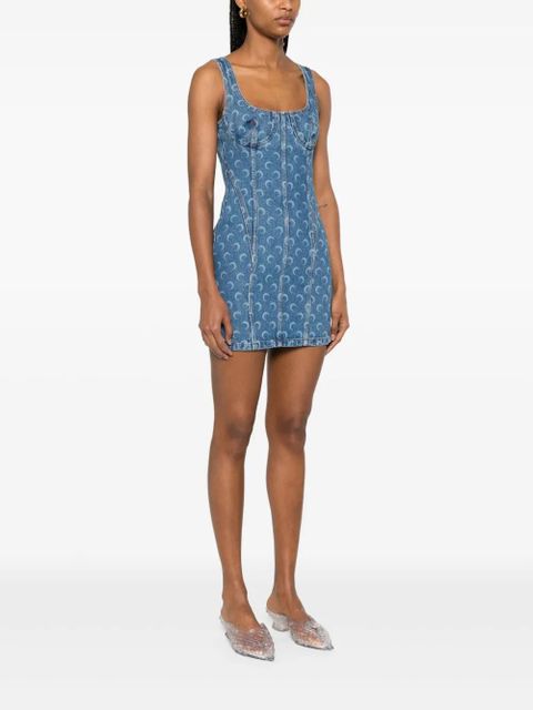 Marine Serre Moon Laser denim mini dress - Blue