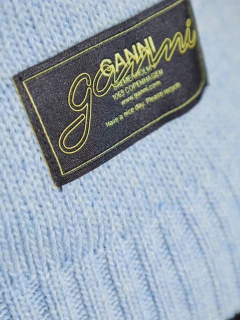 GANNI tie-fastening half-sleeved cardigan - Blue