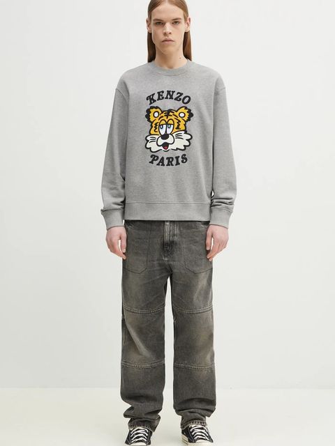 Kenzo bluza bawełniana x Verdy kolor szary z nadrukiem FF58SW2394MF.94