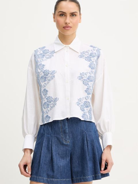 Ermanno Firenze koszula z dodatkiem lnu - zdjęcie produktu nr 2