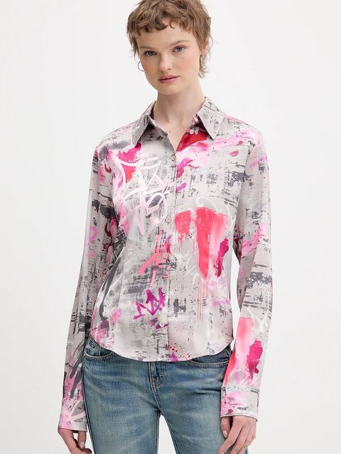 Karl Lagerfeld Jeans koszula damska kolor szary slim z kołnierzykiem klasycznym B1W11028 - zdjęcie produktu nr 1