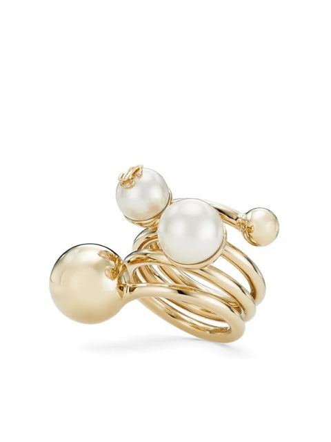 Jimmy Choo debossed-logo multi-pearl ring - Gold - zdjęcie produktu nr 2