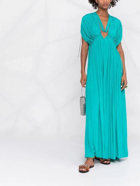 Lanvin gathered-detail V-neck dress - Blue - zdjęcie produktu nr 2