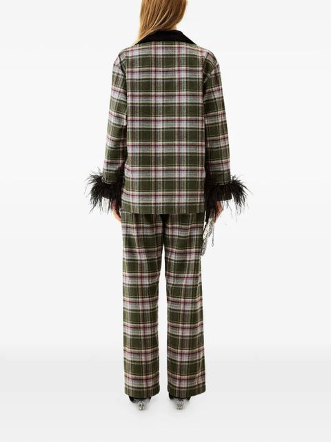 Sleeper checked detachable-feathers pajama - Green