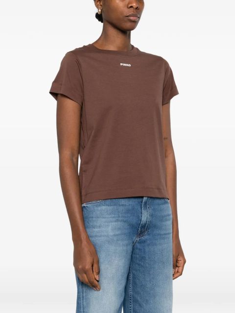 PINKO logo-appliqué T-shirt - Brown