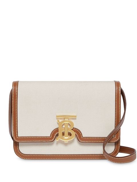 Burberry Small Two-tone Canvas and Leather TB Bag - White - zdjęcie produktu nr 1