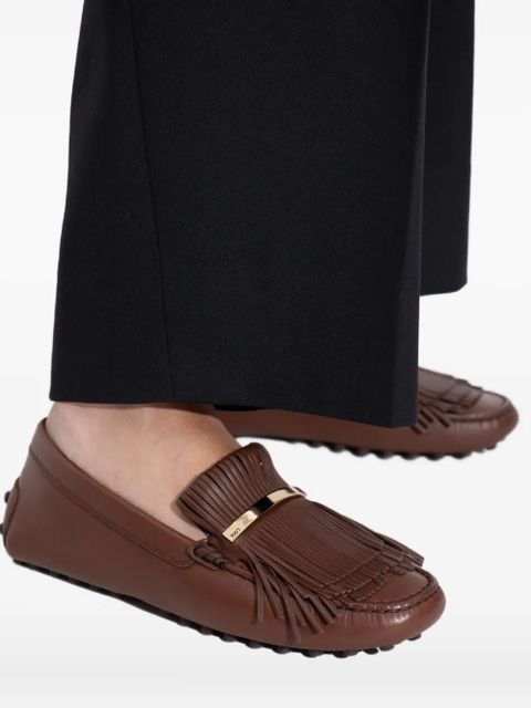 Tod's fringe-detail leather loafers - S202 BROWN