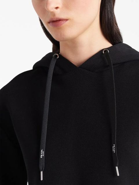 Prada logo-print cropped hoodie - Black