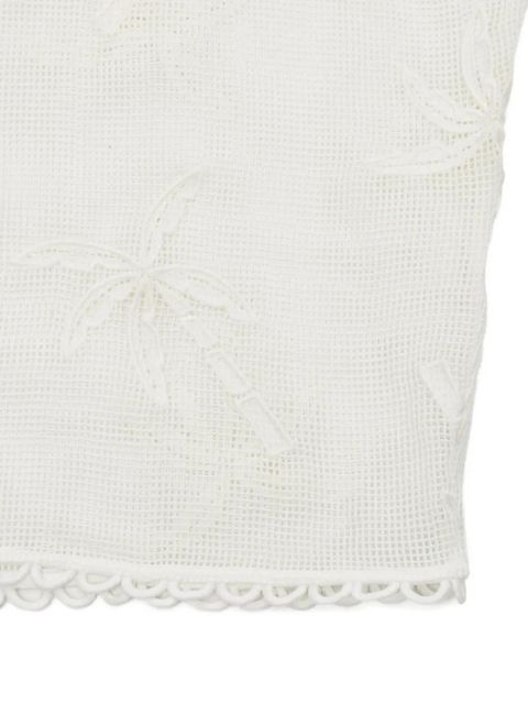 FARM Rio palm trees scalloped shirt - White