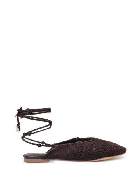 TWINSET crochet-deisgn lace-up flat mules - Brown - zdjęcie produktu nr 1