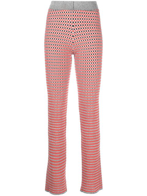 Rabanne check-pattern ribbed-knit trousers - Orange - zdjęcie produktu nr 1