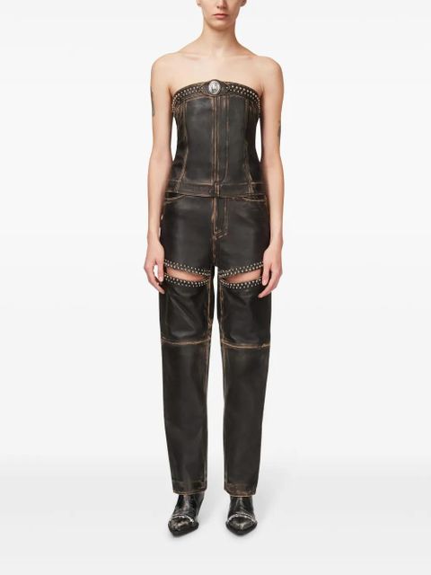 AREA Studded Leather Slit jeans - Black - zdjęcie produktu nr 2