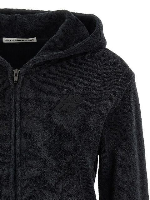 Alexander Wang logo-embroidered zip-front hoodie - Black