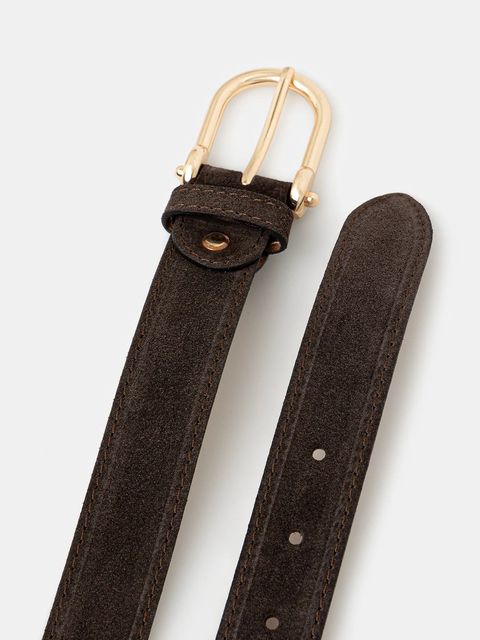 Answear.LAB pasek zamszowy kolor brązowy