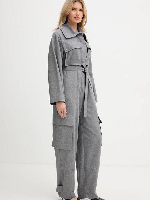 BOSS kombinezon z dodatkiem wełny kolor szary z kołnierzykiemm 50548121