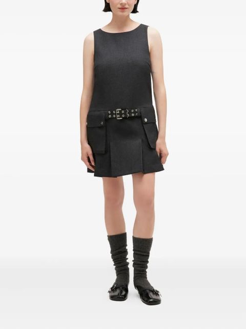 GANNI belted pocket mini dress - Grey - zdjęcie produktu nr 2