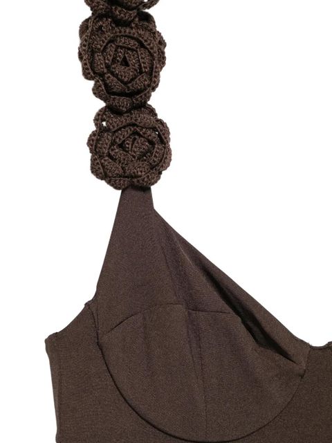 TWINSET floral-applique swimsuit - Brown