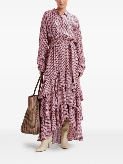 Essentiel Antwerp geometric-pattern ruffle-hem maxi dress - Pink - zdjęcie produktu nr 2