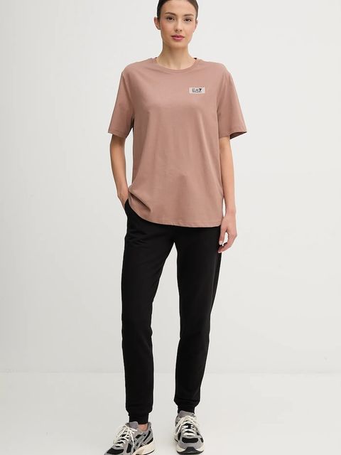 EA7 Emporio Armani t-shirt bawełniany damski kolor brązowy AF12503.7W000407 - zdjęcie produktu nr 2