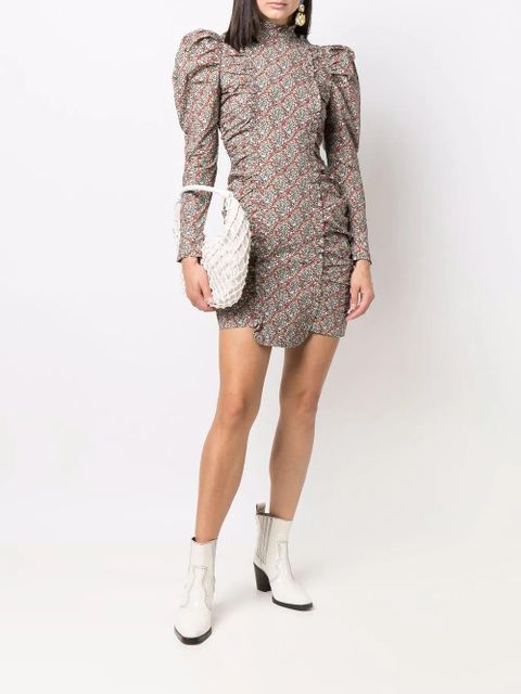 GANNI puff sleeve floral-print dress - Blue - zdjęcie produktu nr 2