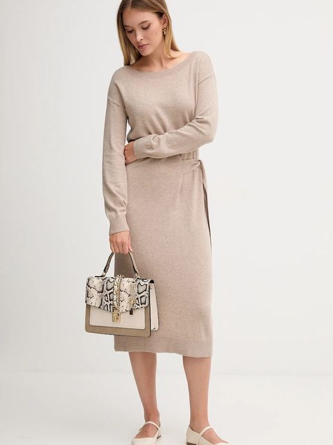 Gaudi sukienka kolor beżowy maxi prosta 521FD13001 - zdjęcie produktu nr 2