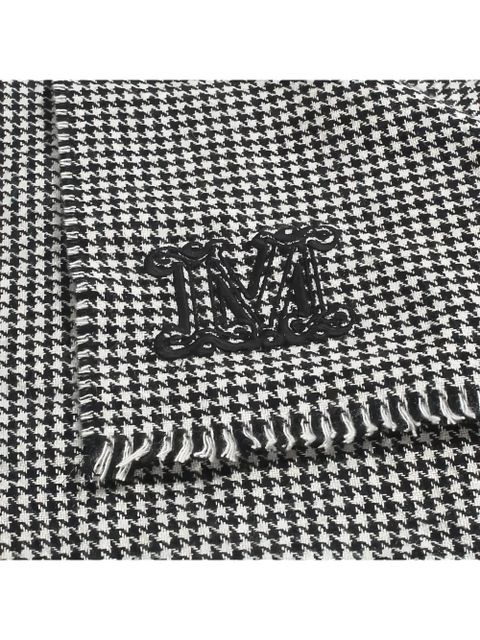 Max Mara houndstooth fringed scarf - Black