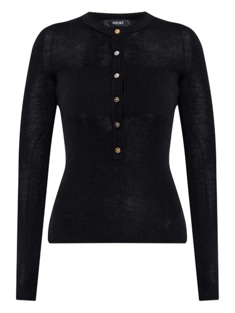 Versace button-embellished wool sweater - Black - zdjęcie produktu nr 1