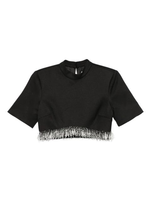 Simkhai fringe-trimmed short-sleeve top - Black - zdjęcie produktu nr 1