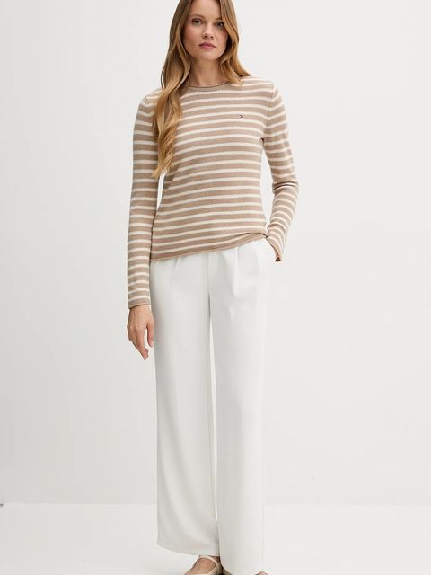 Tommy Hilfiger sweter wełniany damskie kolor granatowy lekkie WW0WW40264 - zdjęcie produktu nr 2