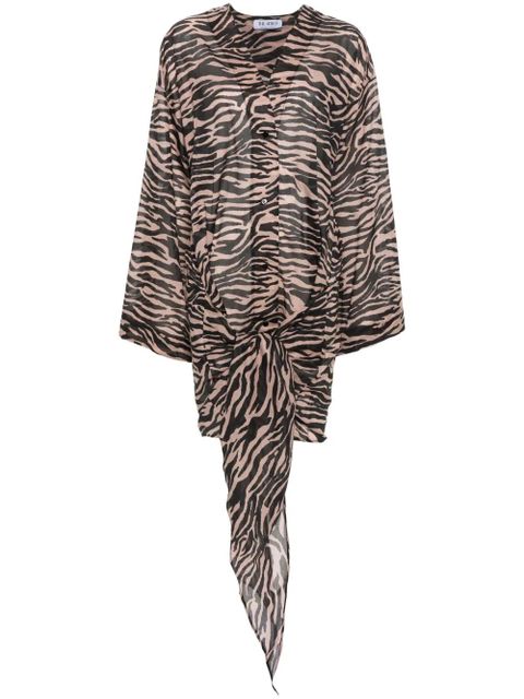 The Attico zebra-print shirt dress - Neutrals - zdjęcie produktu nr 1