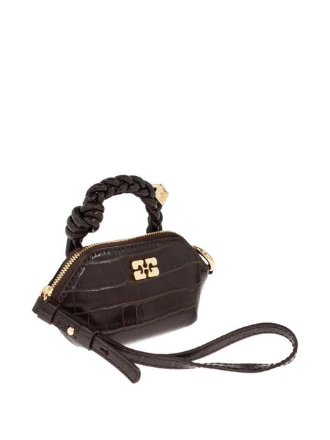 GANNI mini crocodile-embossed tote bag - Brown