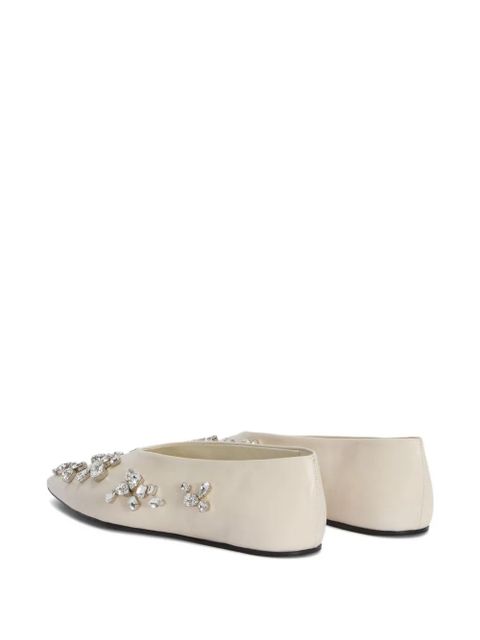 Jil Sander crystal-embellished pointed-toe ballet flats - Neutrals