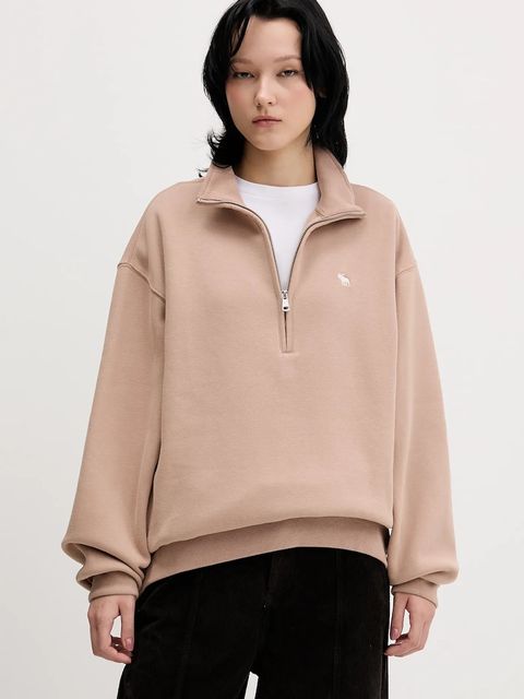 Abercrombie & Fitch bluza damska kolor beżowy gładka KI152-5418-420 - zdjęcie produktu nr 1