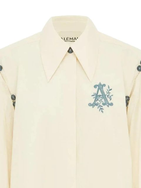 ALEMAIS embroidered asymmetrical-hem shirt - Neutrals