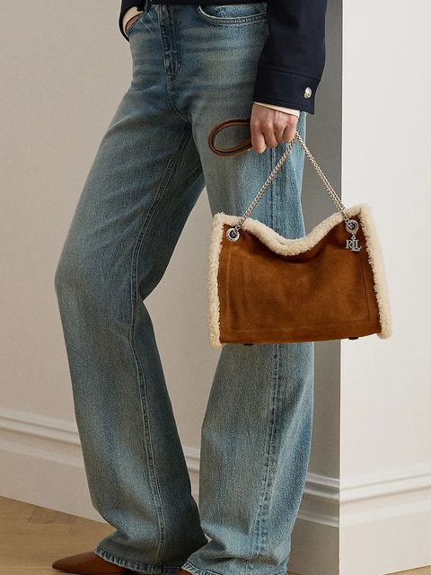 Lauren Ralph Lauren torebka zamszowa kolor brązowy 431980182